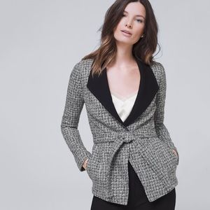 NEW White House Black Market Belted Tweed Jacket With Removable Belt